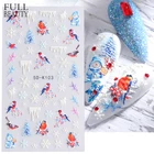 5D зимние рельефные маникюрные наклейки, украшение для ногтей, птица, снежинки, имбирь, человек, праздничный дизайн, рождественские наклейки