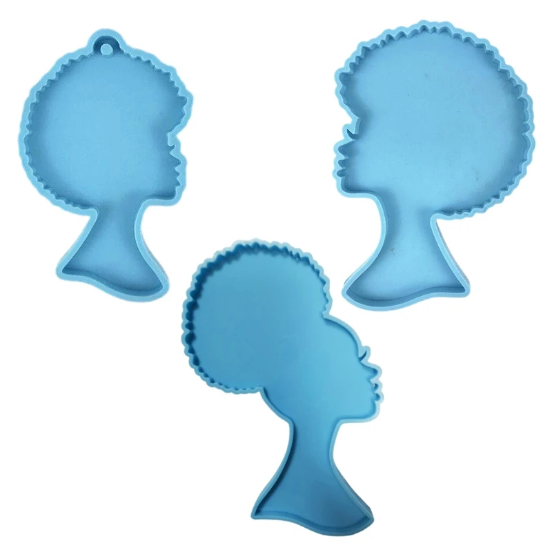 

Super Glossy Woman Head Epoxy Resin Mold Keychain Pendant Casting Silicone Mould
