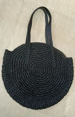2Black REALPERKY женские летние круглые соломенные сумки женские ручные тканые круглые пляжные сумки из ротанга Женская богемная сумочка в стиле Бали через плечо - Цвет: 2Black