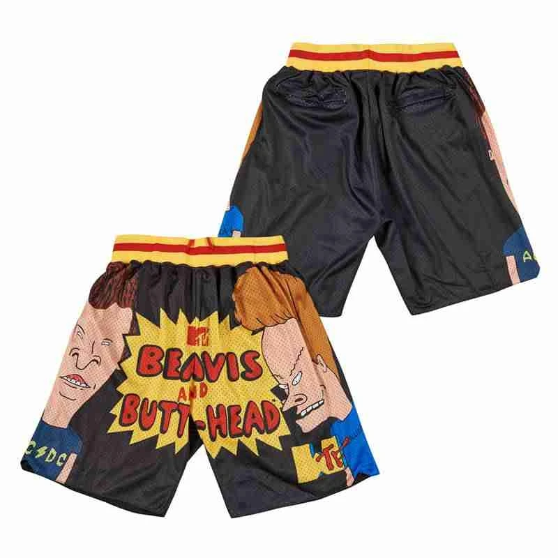 

BG Basketball shorts BEAVIS AND BUTT-HEAD Embroidery sewing Zip pocket outdoor sport big size various styles black sandbeach