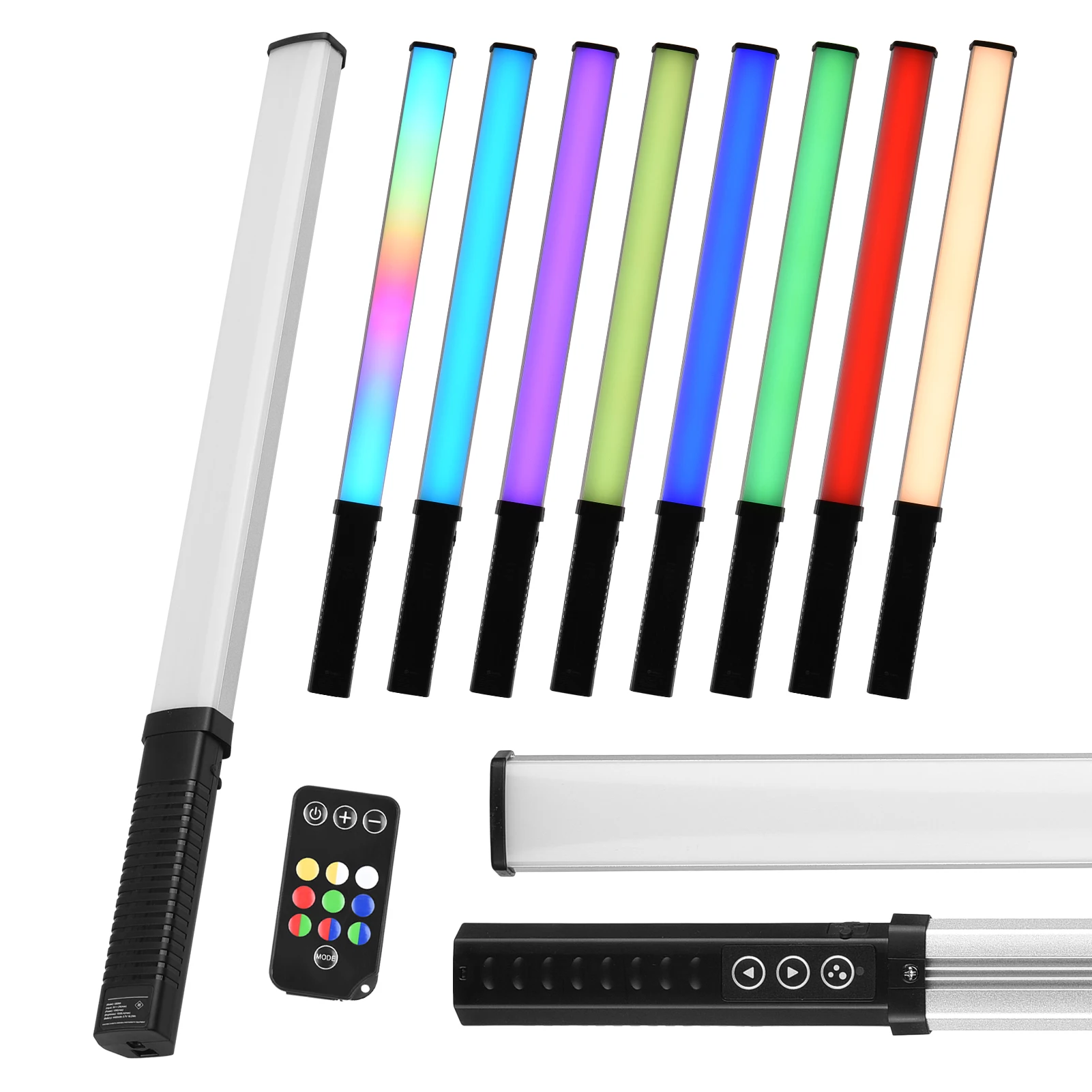 

Handheld LED Video Light Wand RGB Photography Light Adjustable Brightness 3000K-6500K Dimmable Stick Light