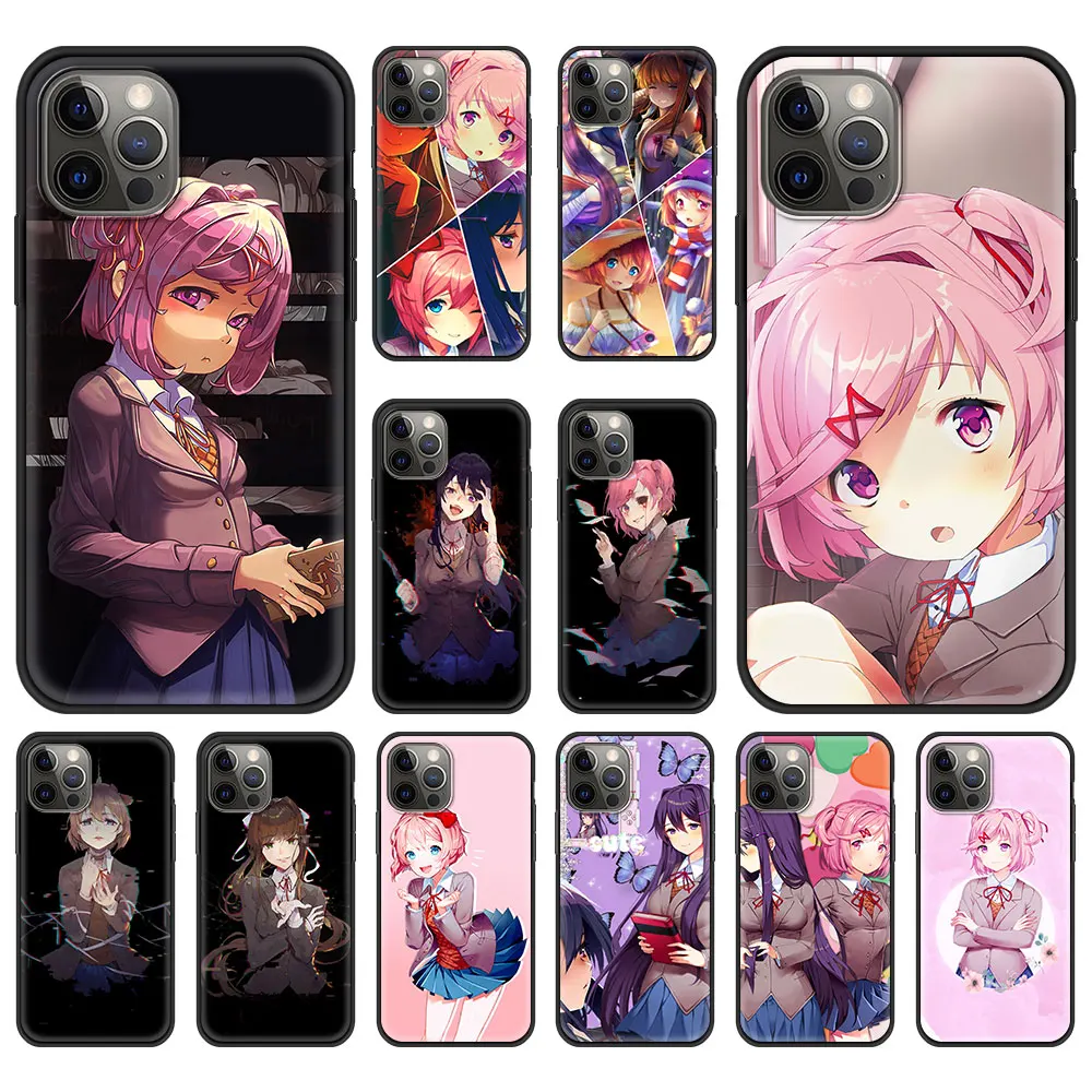 

Doki Doki Literature Club Game Luxury Phone Case For iPhone 13 12 11 Pro MAX XR X SE XS 7 8 Plus Soft Silicone Black Matte Cover