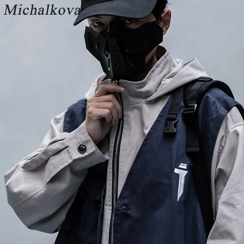Michalkova японский Харадзюку ниндзя тактический жилет куртка поддельные два костюма
