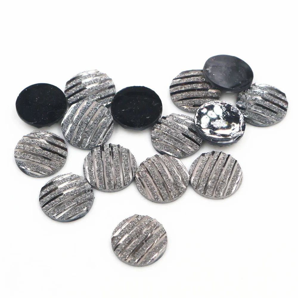 

New Fashion 40pcs 12mm Gun Black Scrub Stripe Horizontal line Flat back Resin Cabochon For Bracelet Earrings accessories