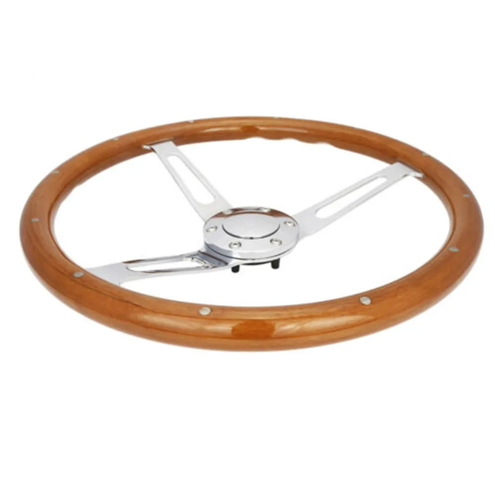 

Классическое деревянное рулевое колесо с заклепками и кнопкой из рога, 15 дюймов, 380 мм, полированные спицы
