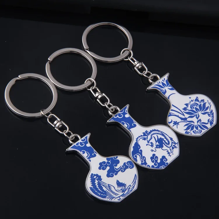 Креативная сине-белая фарфоровая ваза в китайском стиле брелок для ключей