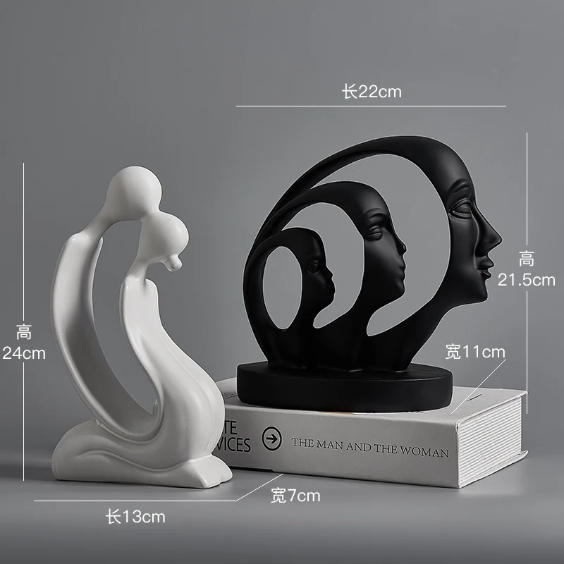 

Three-sided face face statue black and white grid home decoration decoration creative statue decoration birthday gift sculpture