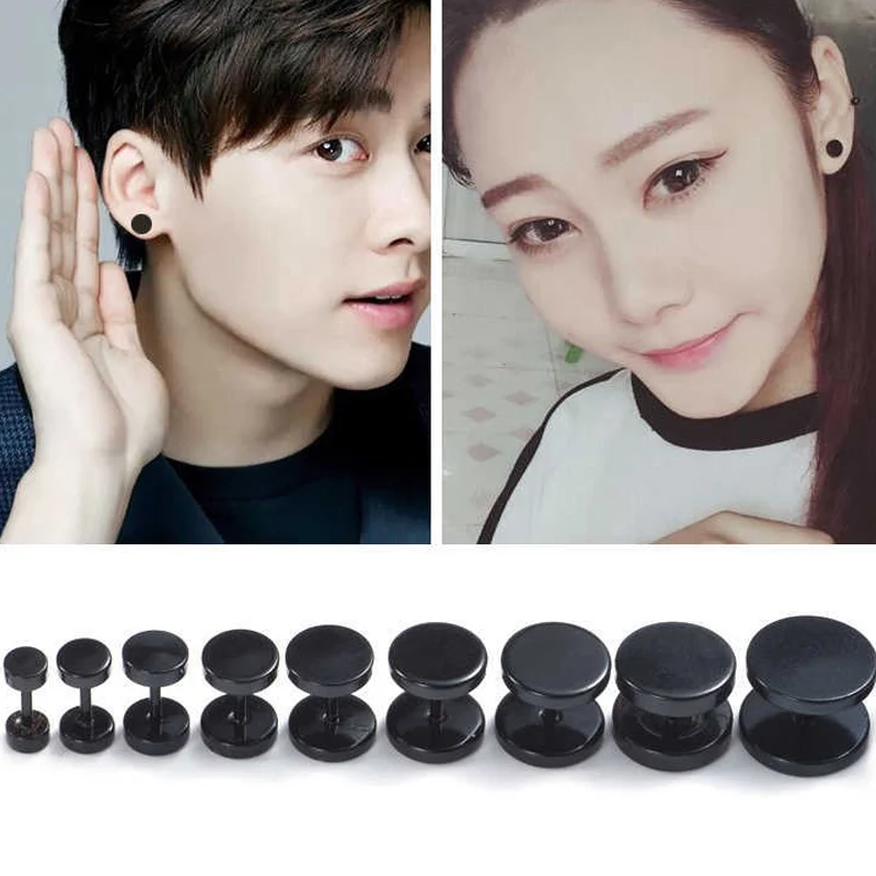 

earrings unusualEuropean and American Barbell Earrings Dumbbell Earrings Round Both Ends Unisexearring