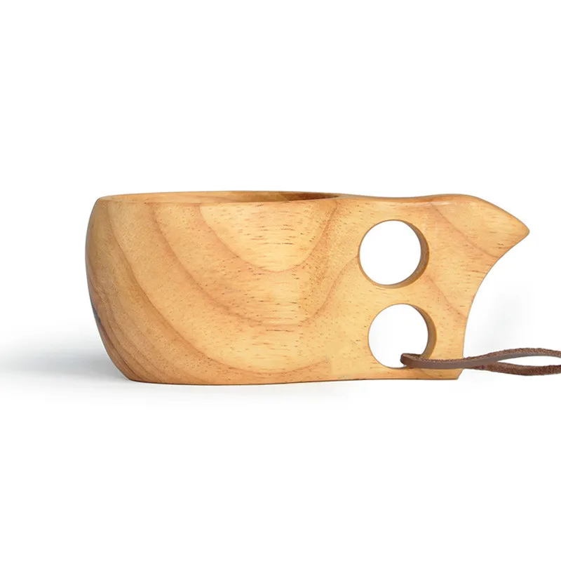 Finland Kuksa Портативный Кофе кружка ручка из резины и дерева с двумя отверстиями