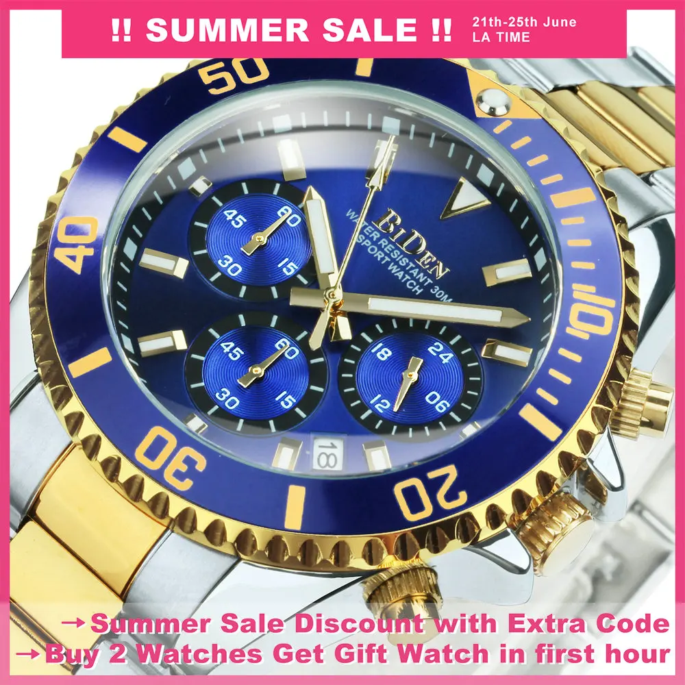 Часы BIDEN Мужские кварцевые в стиле милитари брендовые Роскошные деловые с