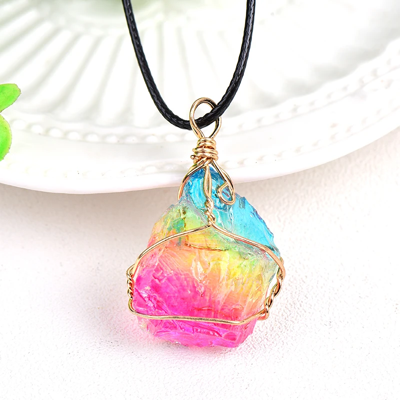 Подвеска с натуральным кристаллом гальванизированная для мужчин и женщин