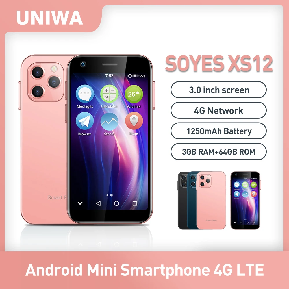 Soyes XS12 Supper Mini 4G Smartphone 3GB 32GB/64GB Dual Sim Ultra Thin Card Mobile WIFI Bluetooth Student Pocket Cellphone