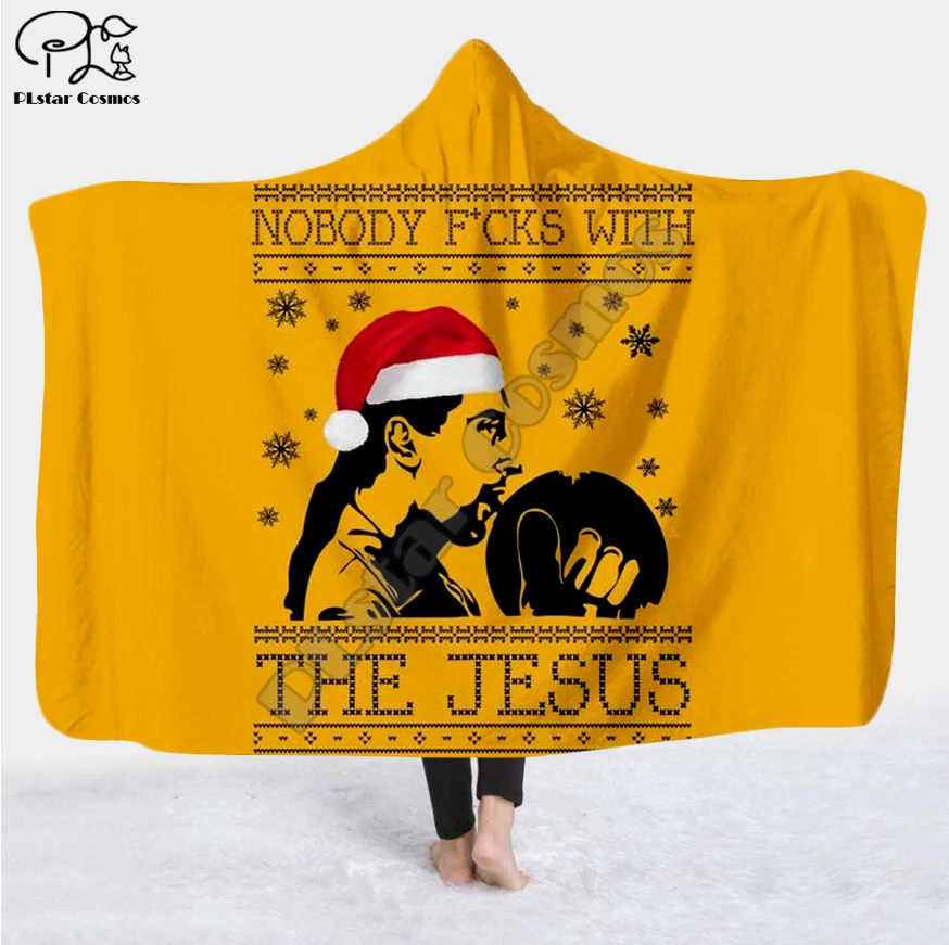 Рождественское и быстрое одеяло с капюшоном 3D полным принтом для взрослых мужчин