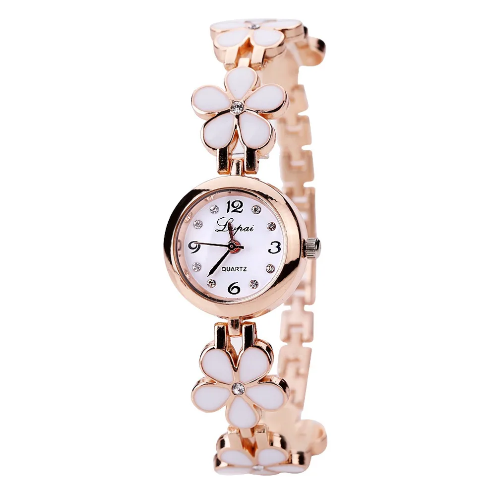 

Elegant women quartz luxury watches Compact Round Dial Stainless Steel flowers Belt women quartz watches relogio feminino