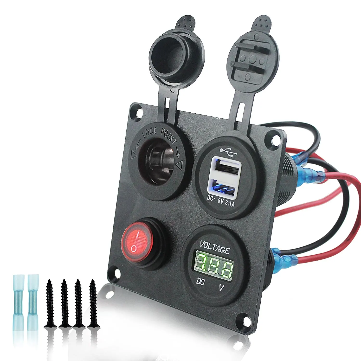 DIY 12-24 в вольтметр прикуриватель двойной USB зарядное устройство с переключателем 4