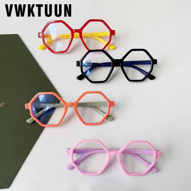 

VWKTUUN TR Frame Glasses Frame Boys Girls Anti Blue Light Glasses Geometric Eye Glasses Frame Child's Reading Computer Glasses