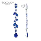 Серьги SOKOLOV из серебра с фианитами, Серебро, 925, Женские, Серьги 2022 тренд, Оригинальная продукция