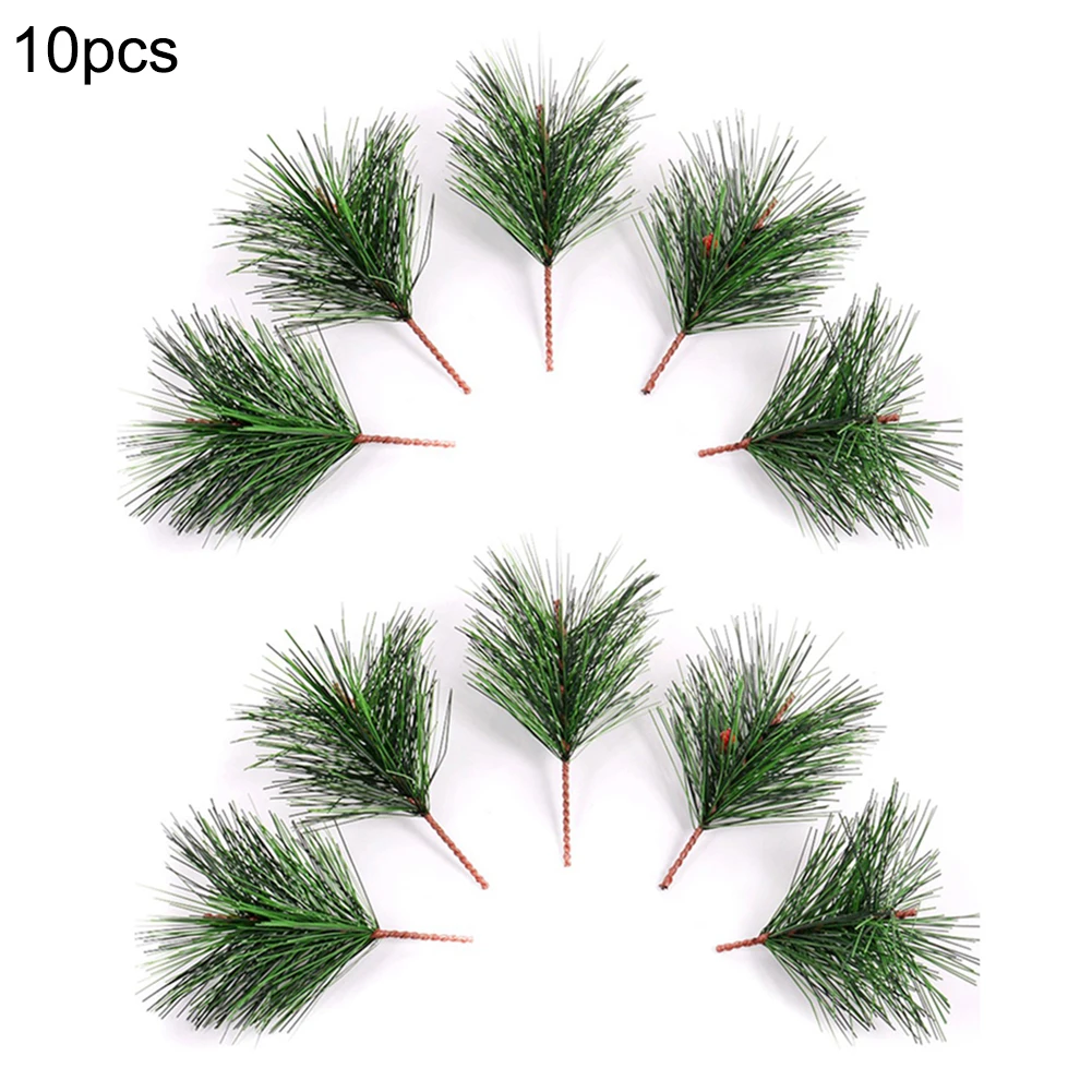 10 шт./1 шт. искусственные зеленые сосновые иглы для свадьбы Рождество День