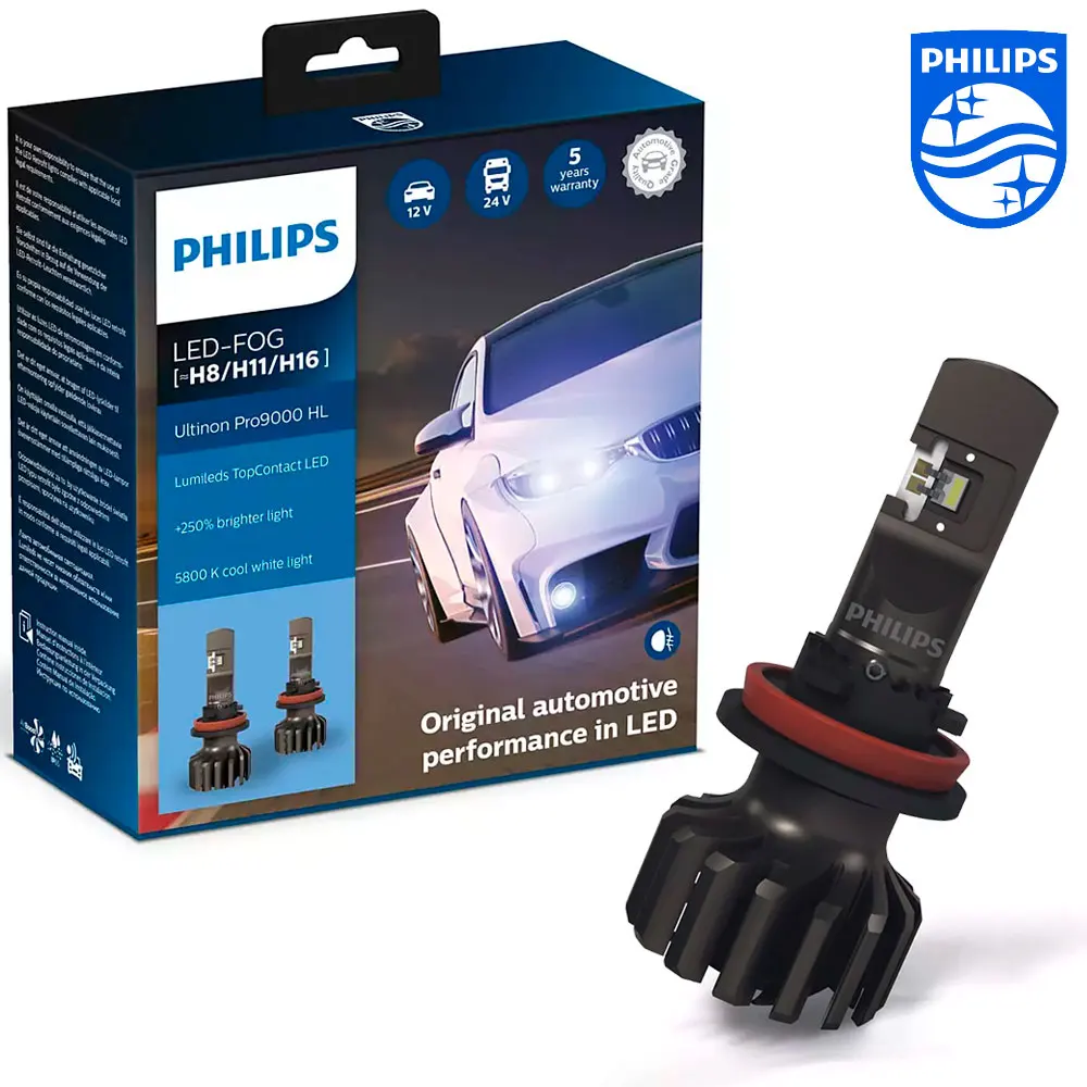 Автомобильная светодиодная лампа Philips Ultinon Pro9000 LED H11 / H8 H16 Fog (+250%) 5800K (2 шт.) 11366U90CWX2 -