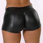 Шорты женские кожаные с высокой талией, облегающие джоггеры с эффектом пуш-ап, спортивные пикантные обтягивающие короткие штаны для фитнеса