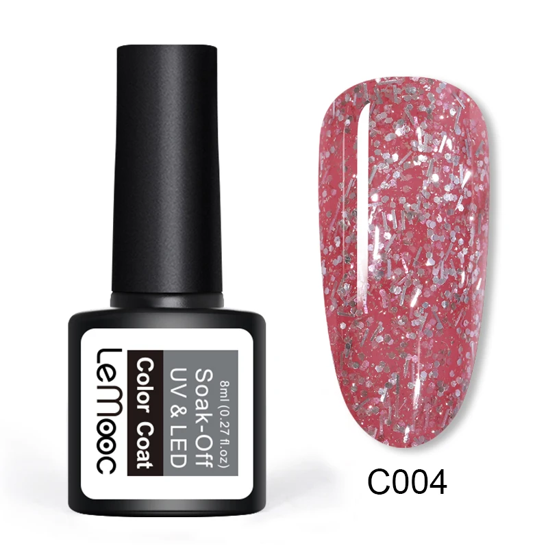 LEMOOC 8 мл УФ-гель для ногтей розовое золото блестящий Гель-лак с блестками
