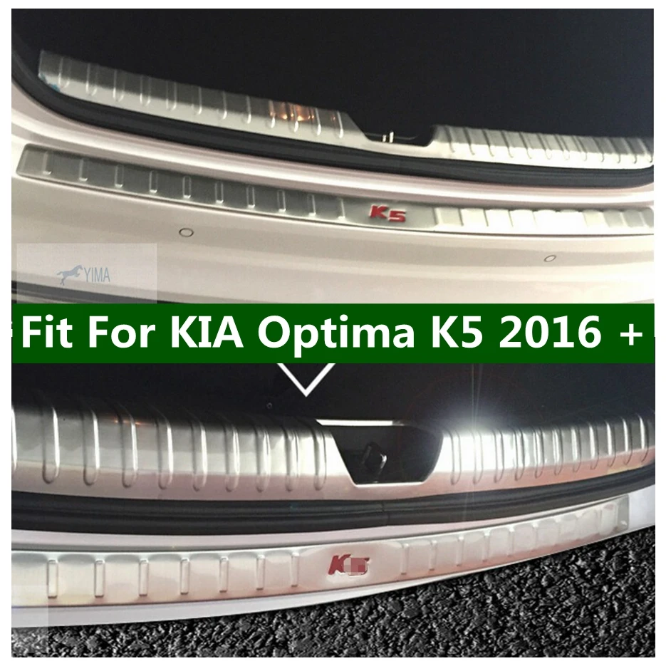 

Lapetus Stainless Steel Accessories Fit For KIA Optima K5 2016 2017 Rear Bumper Door Sill Protector Plate Cover Trim 2 PCS / Set