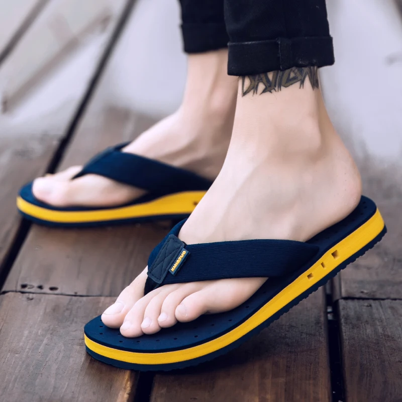 

XMISTUO Summer Big Size Youth Slippers Of Fish Men Massage Non-Slip Cool Outside Flip Flops Breathable Thick-Soled Toe Sandals