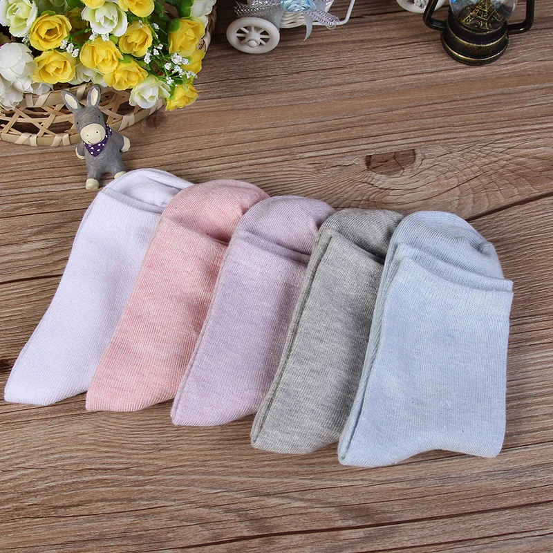 Женские носки весна/зима однотонный хлопок простые мягкие веселые японская мода