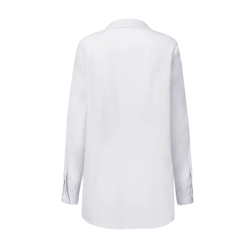 

hirigin Long Sleeve Tie Front Shirt Spring Elegant Office Lady White Shirts Turn-Down Collar Button Tops Fashion Women Clothes