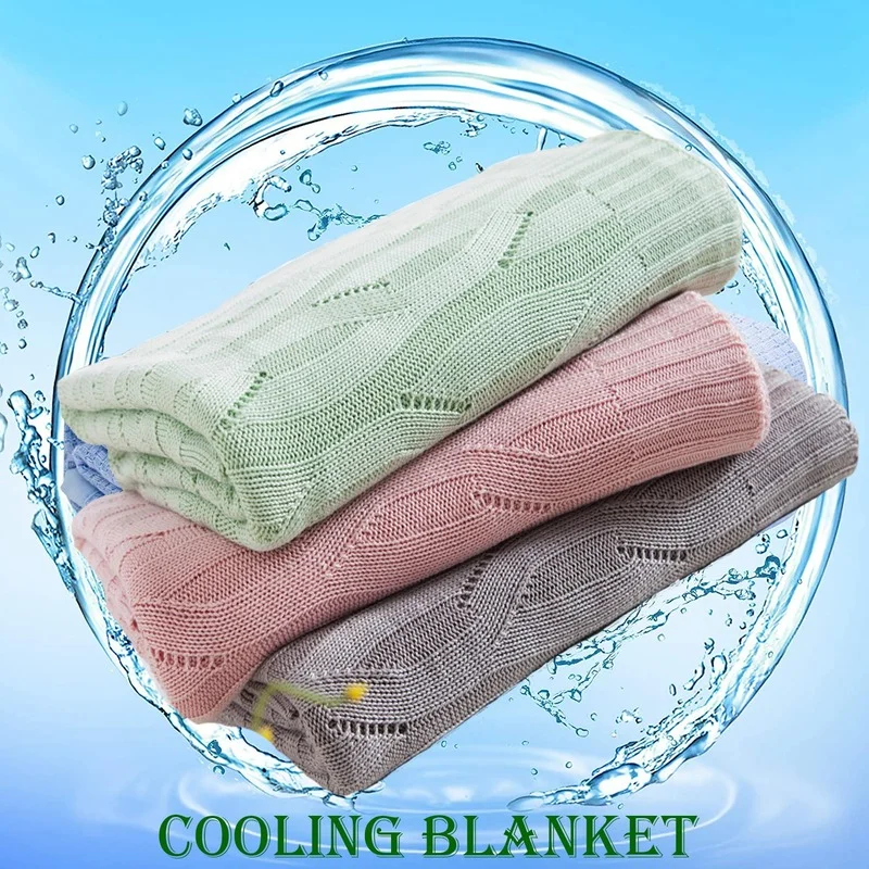 YIRUIO Summer Cooling Bamboo Knitted Blanket Throw Pink Green Grey Office Air Conditioner Nap Quilt Bed Sheet Bedspread | Дом и сад