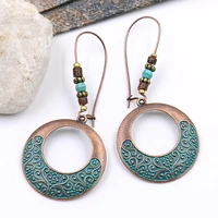 s730 fashion jewelry womens circular hollow out vintage earrings beads dangle earrings