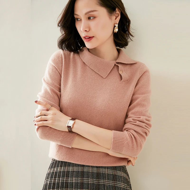 adishree 2020 woman winter 100% Cashmere sweaters autumn knitted Pullovers High Quality Warm Female thickening Turn-down Collar