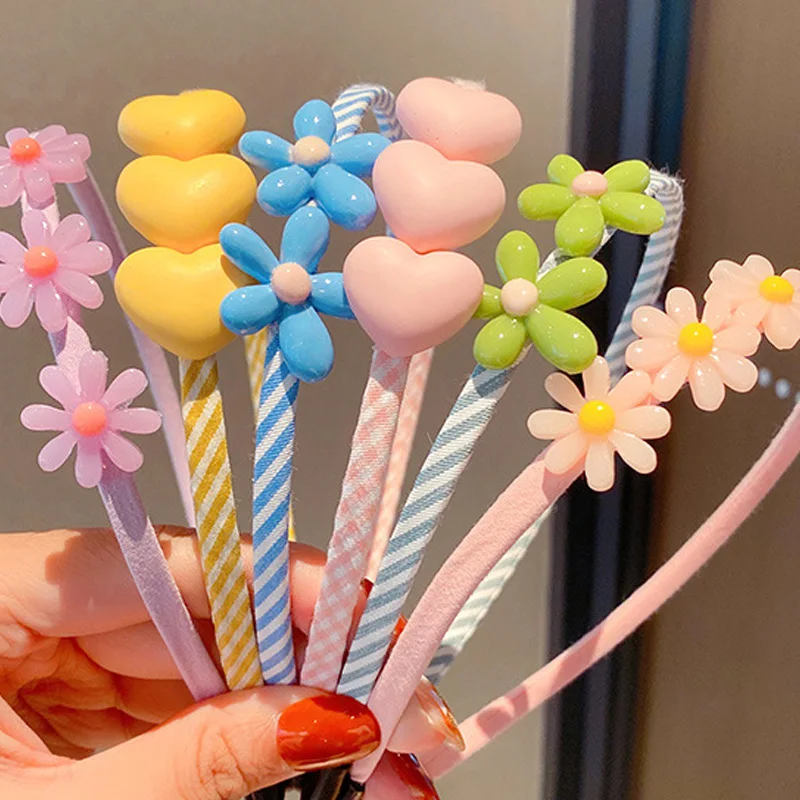 

New Cute Flower Bangs Fixed Braided Hairbands Clips For Girls Kids Sweet Flower Hair Ornament Headband Fashion Hair Accessories