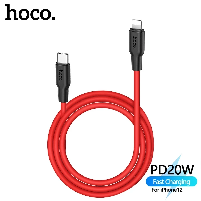 Кабель Hoco PD20W Type C для быстрой зарядки iPhone 12 Pro Max Mini 11 XS силиконовый PD кабель