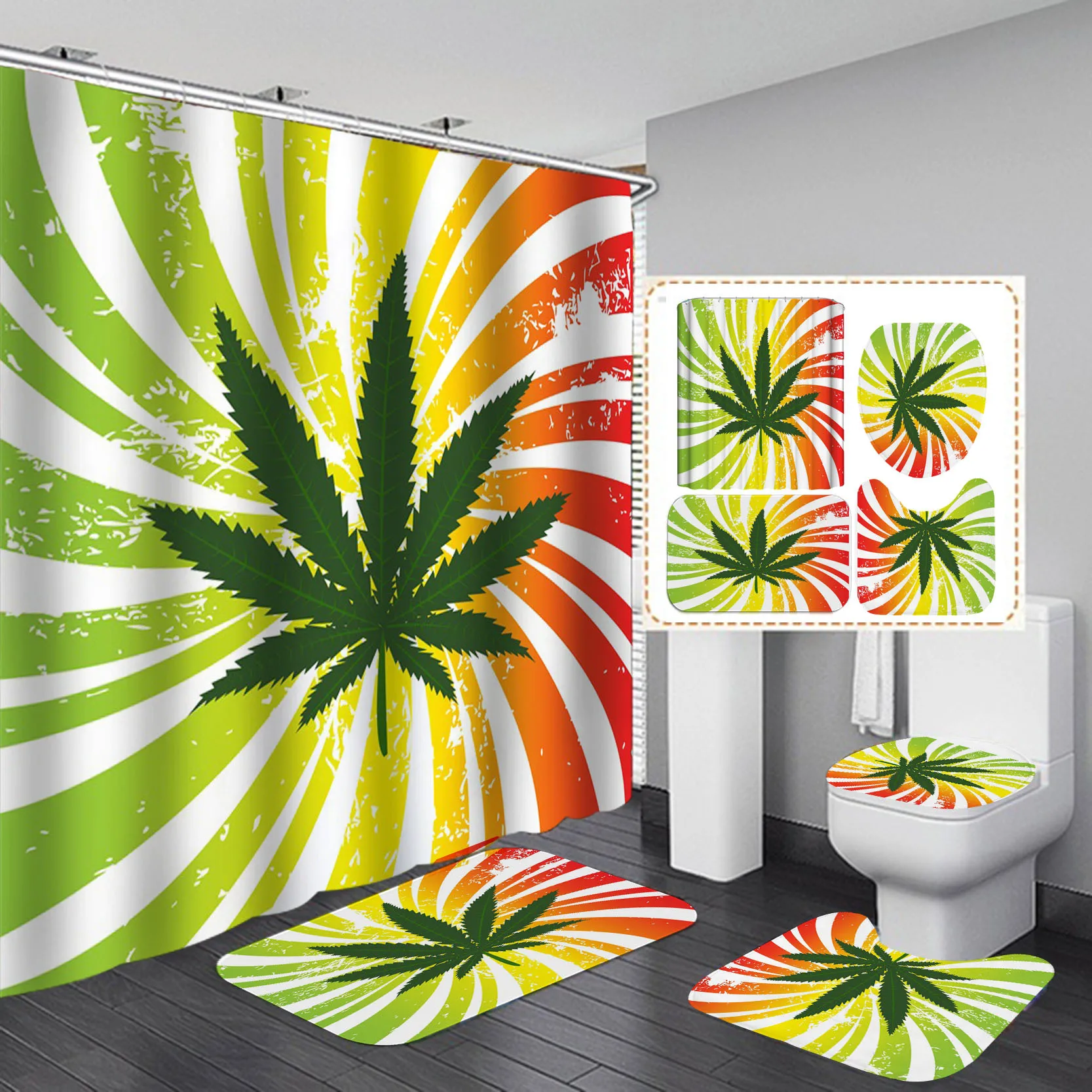

Maple Leaf Bath Screen Waterproof Shower Curtains Bathing Simple Bath Curtain Colorful Bathroom Polyester Cloth Home Decor
