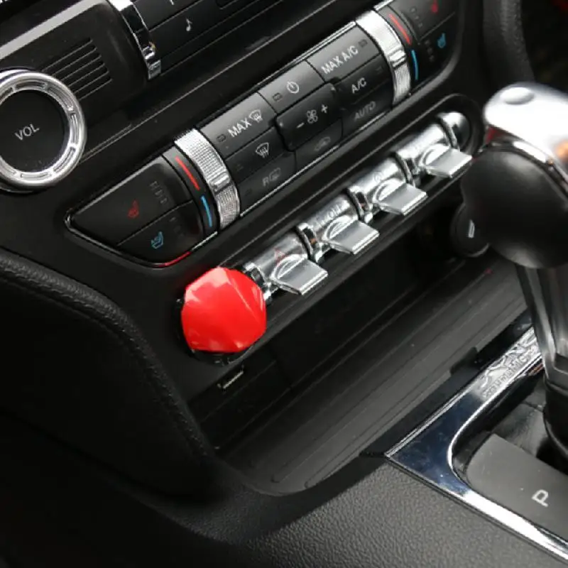 Красная накладка на кнопки запуска и остановки самолета для Ford Mustang 2015 + наклейки