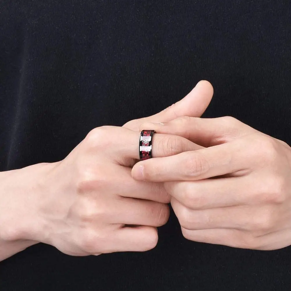 Винтажное мужское кольцо с красной канавкой черное вольфрамовое обручальное