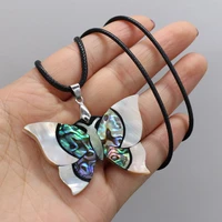 natural shell necklace with butterfly shaped pendant leather cord 2mm charms for elegant women love romantic gift