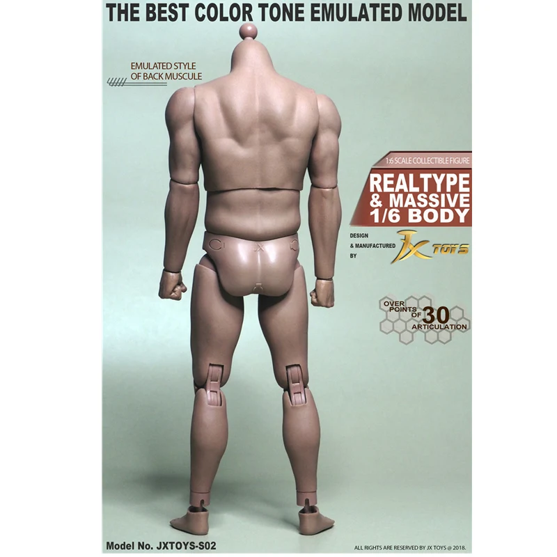 Экшн-фигурка мужская с широкими плечами 12 дюймов масштаб 1/6 JXtoys S02 | Игрушки и