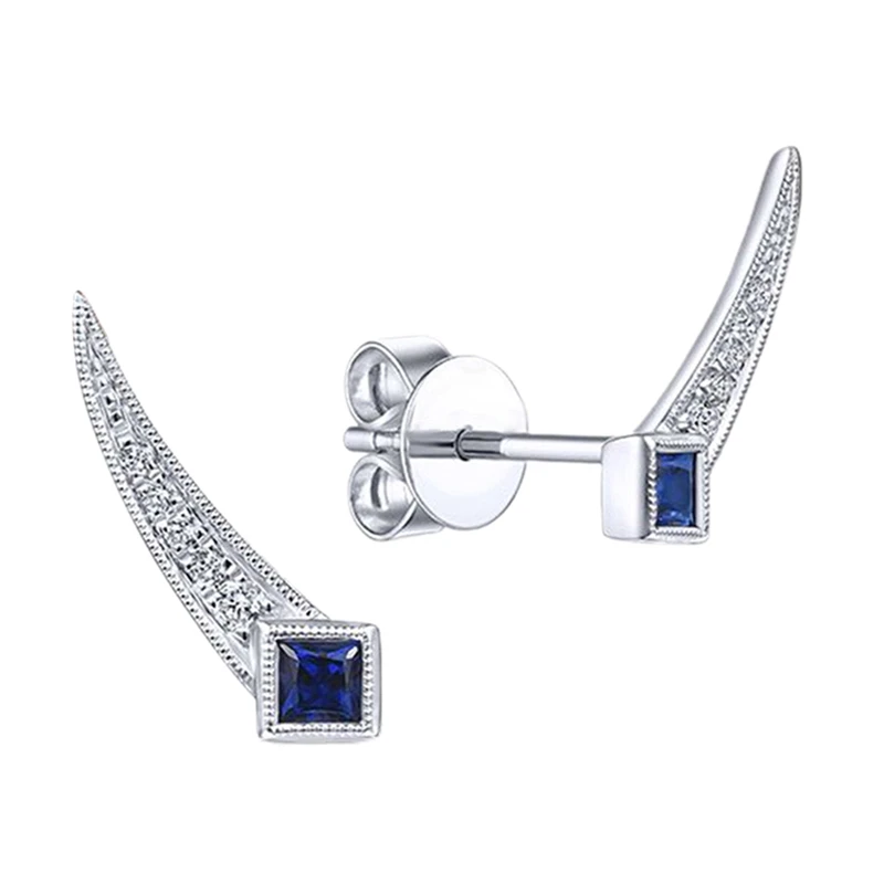 

Women Stud Earrings Charming Blue/White CZ Stone Simple Stylish Lady's Accessories Party Fashion Jewelry