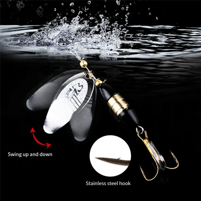 

1PCS Rotating Spinner Sequins Fishing Lure 18g/8.5cm Wobbler Bait with Feather Fishing Tackle for Bass Trout Perch Pike