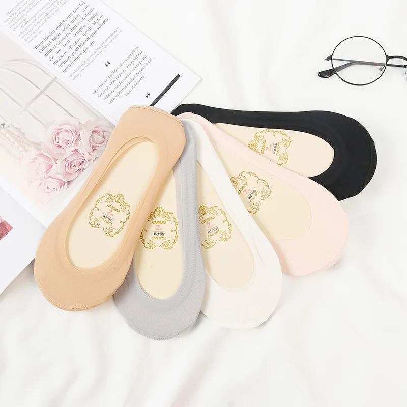

1 Pair of New Viscose Fiber No-Show Socks Simple Hardcover Women's Summer Thin Shallow Mouth Hidden Socks