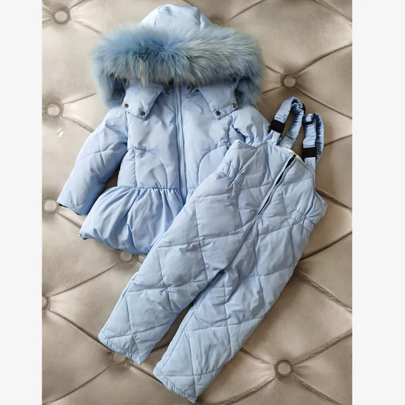 

2021 New Winter Children Hooded Thicker Warm Snow Wear Real Fur Collar Outerwear Kids Clothing Down Jacket For Boys Girls A585