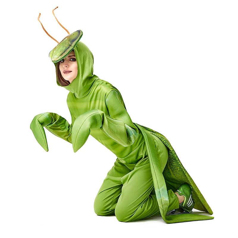 

New Adult Men Praying Mantis Costume Lifelike Green Insect Performance Anime Cosplay Clothing Funny Halloween Costumes For Women