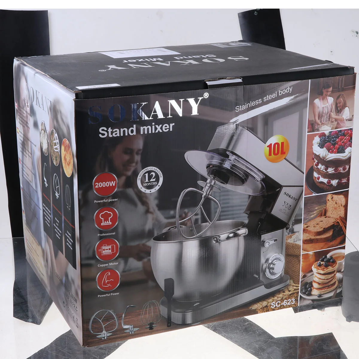 

2000W Stand Mixer 10L Stainless Steel Bowl 6-speed Kitchen Food Blender Cream Egg Whisk Cake Dough Kneader Bread Mixer Maker
