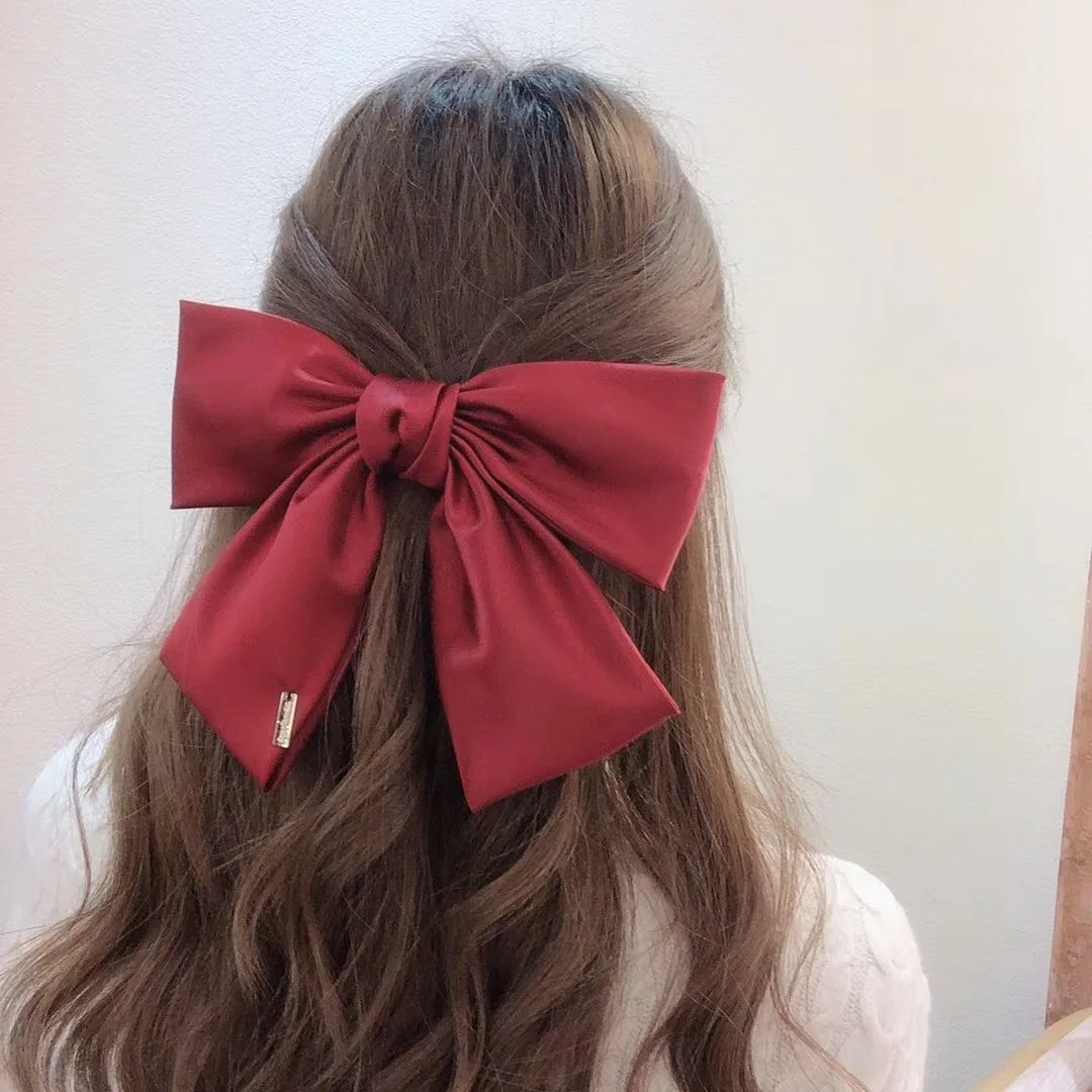 

Модная заколка из высококачественной ткани и атласа с бантом, простая заколка для хвоста, Весенняя заколка, женский головной убор для девоч...