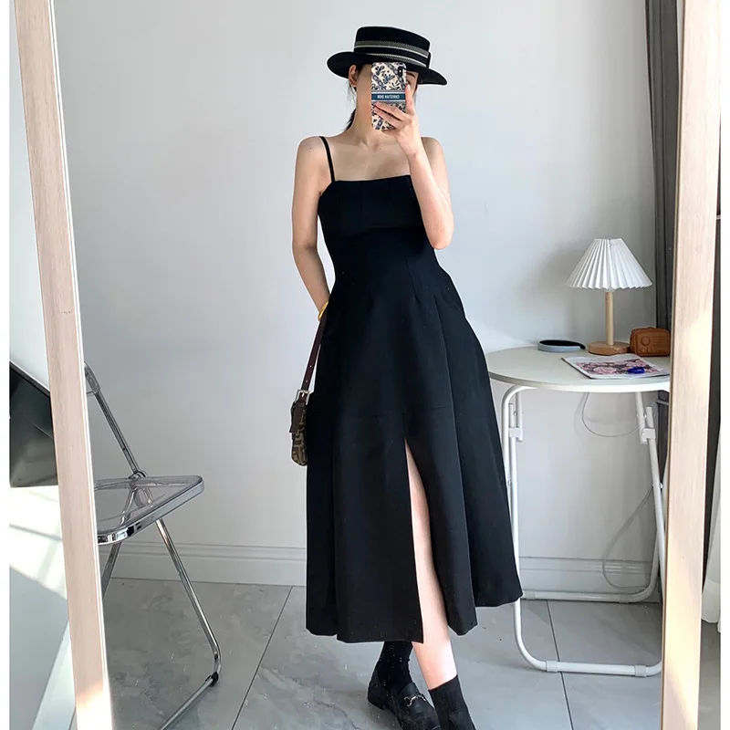 

Designer 2021 temperament split little black dress women's sexy strapless waist ball gown dress