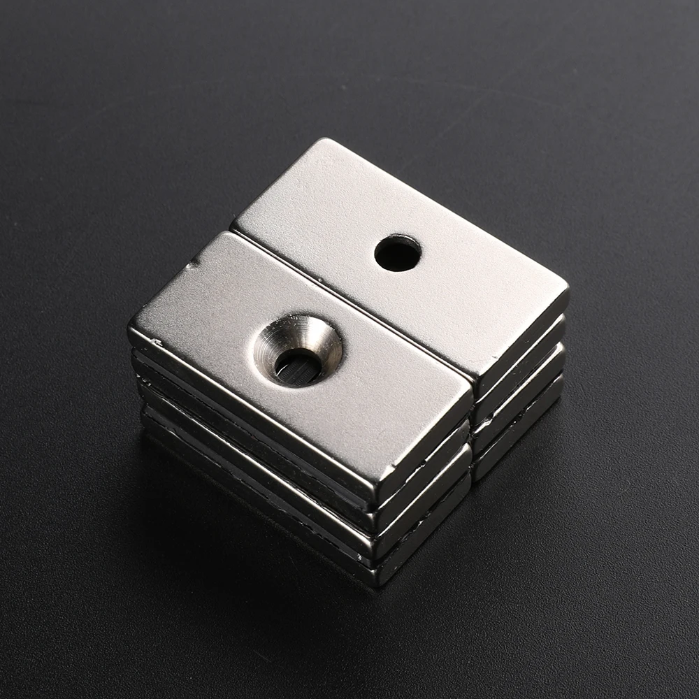 

Wangyatian 2pcs Block Countersunk Magnets 40 x 20 x 5 mm Hole 5mm Super Strong Rare Earth Neodymium Magnet Ring