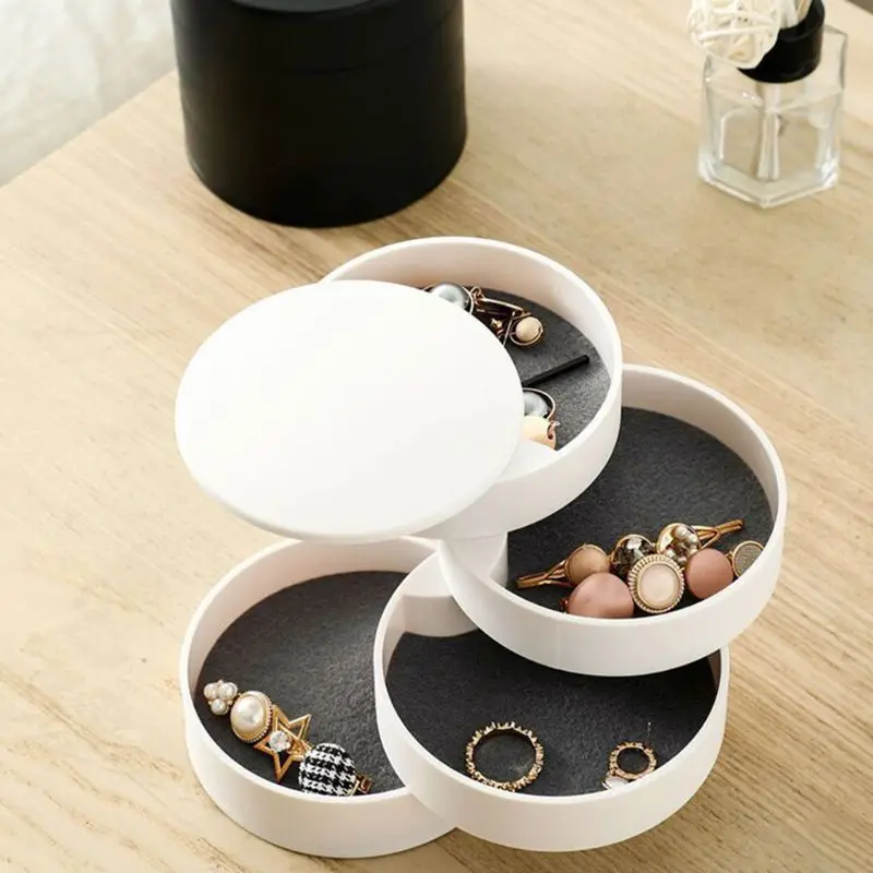 360 градусов поворотный 4 Слои ящик для хранения ювелирных изделий держатель