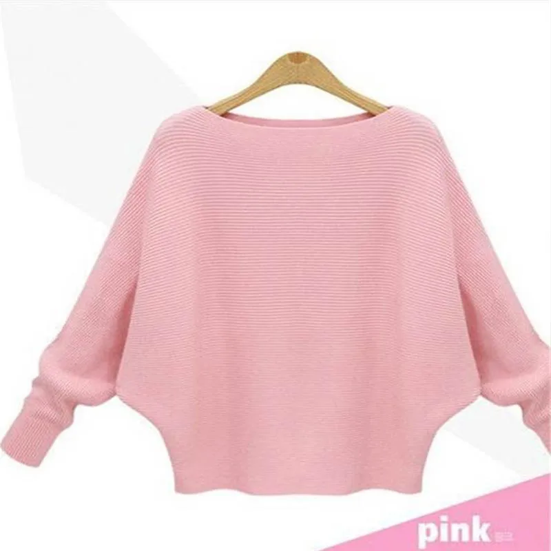 Женские вязаные свитера с круглым вырезом и рукавом летучая мышь теплая